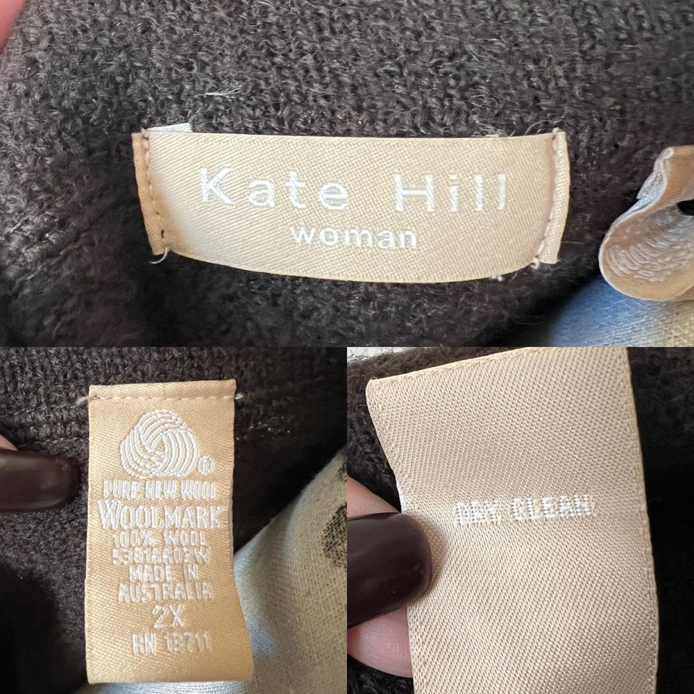 Kate Hill, Dark Brown-Boxy-Snap Toggle style Wool Unlined Coat. - Picture 10 of 11